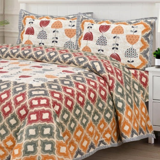 Arabic Beauty Pure Cotton Double Bed Bedsheet with 2 Pillow Covers