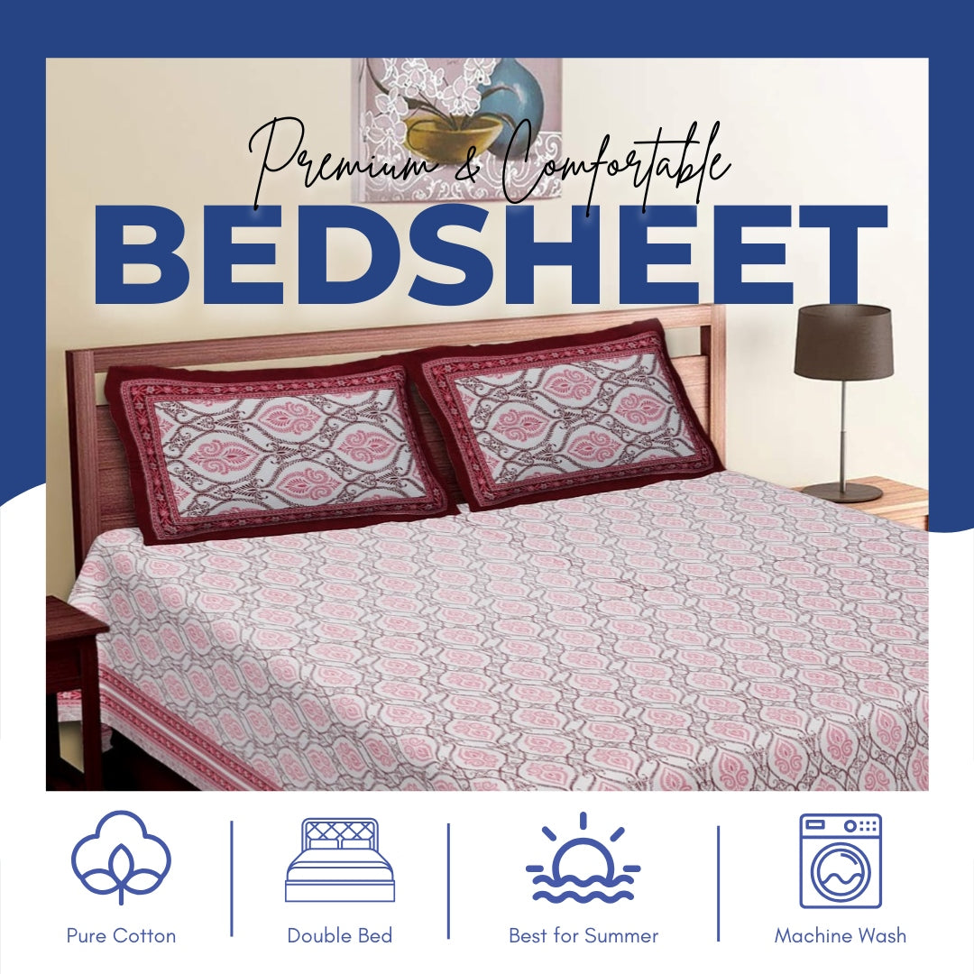 FORTUNE Ethnic Print Double Bedsheet – 100% Pure Cotton