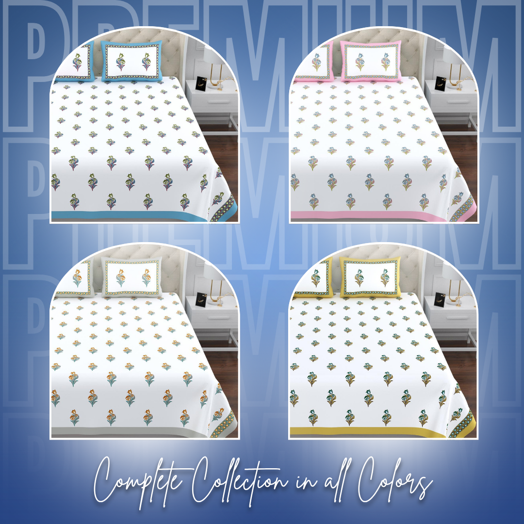 SINDOOR Floral Print Cotton Bedsheet – Double Bed Size