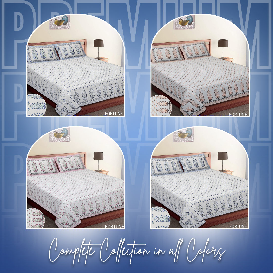 FORTUNE Elegance Print Double Bedsheet – 100% Pure Cotton