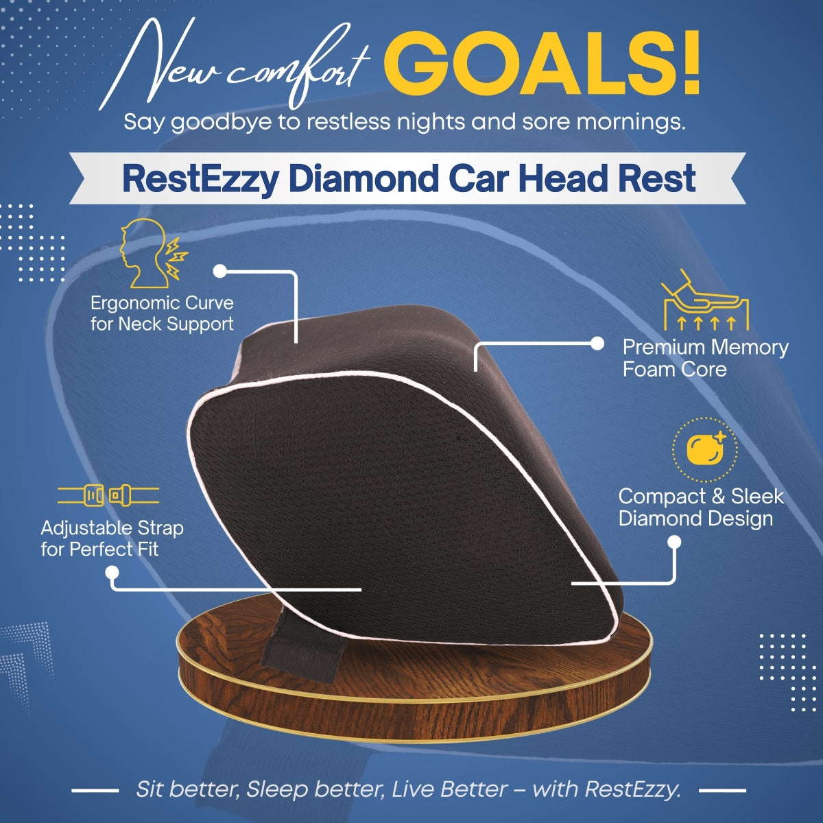 RestEzzy Diamond Car Head Rest