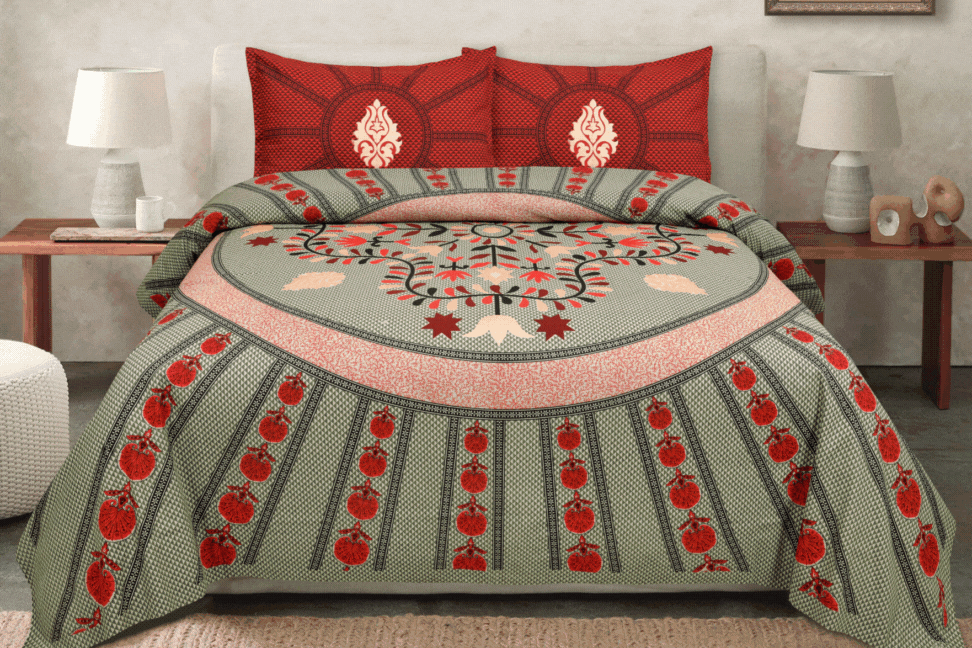 ROSEGOLD Elegant Traditional Prints Double Bedsheet – 100% Pure Cotton