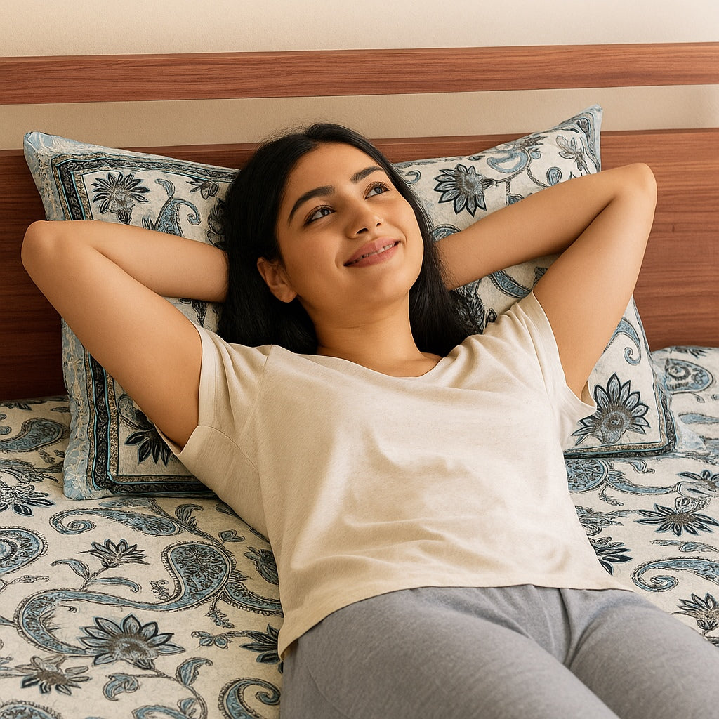 FORTUNE Paisley Charm Cotton Bedsheet – Double Bed Size
