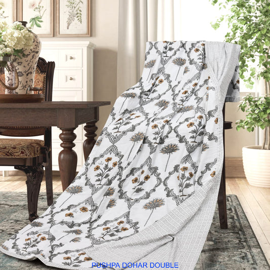 Sanganeri Marigold Trellis Reversible Double Dohar