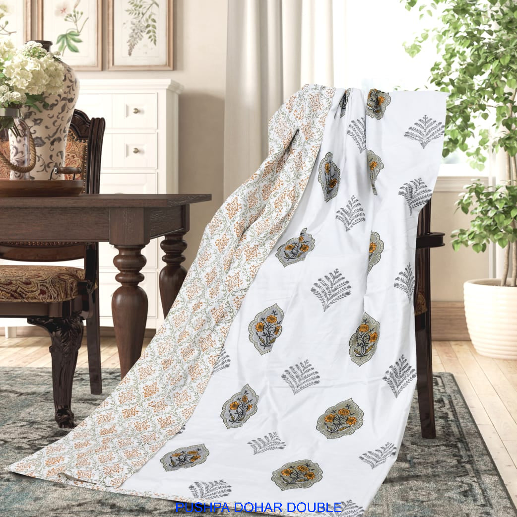 Block Print Double Dohar – Reversible