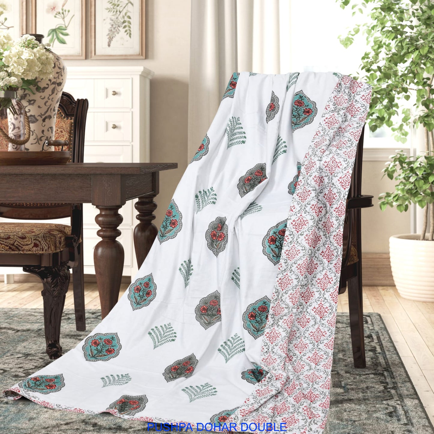 Block Print Double Dohar – Reversible