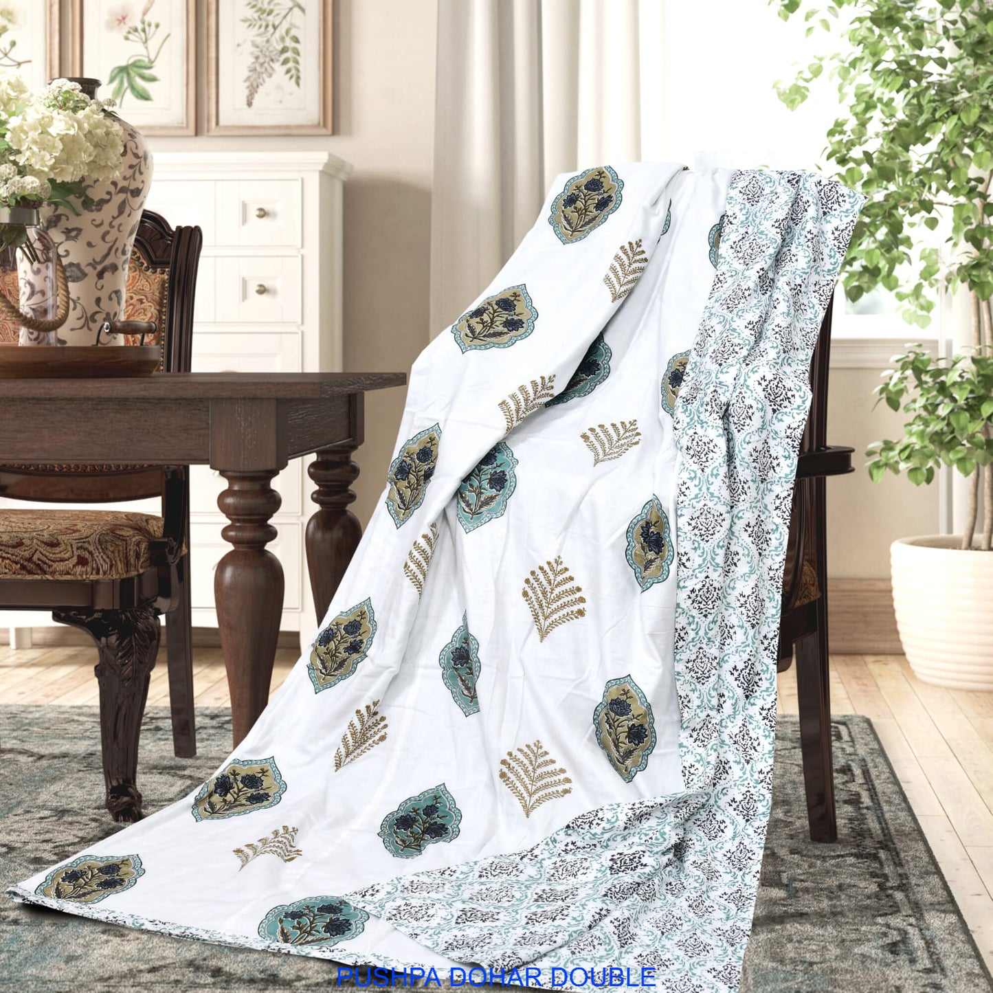 Block Print Double Dohar – Reversible