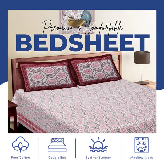 FORTUNE Ethnic Print Double Bedsheet – 100% Pure Cotton
