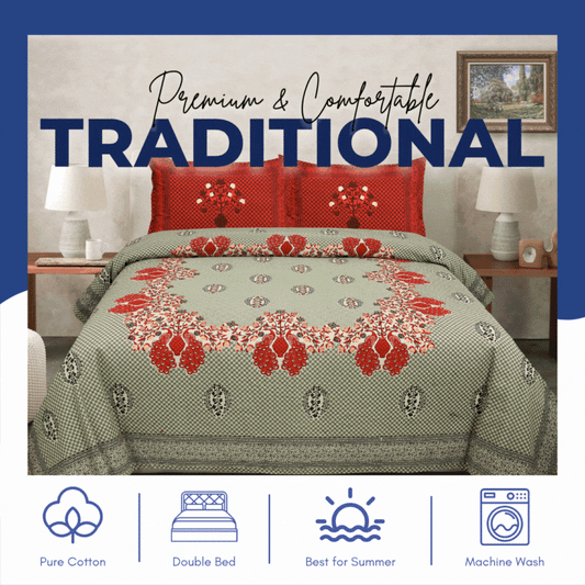 ROSEGOLD Elegant Traditional Prints Double Bedsheet – 100% Pure Cotton