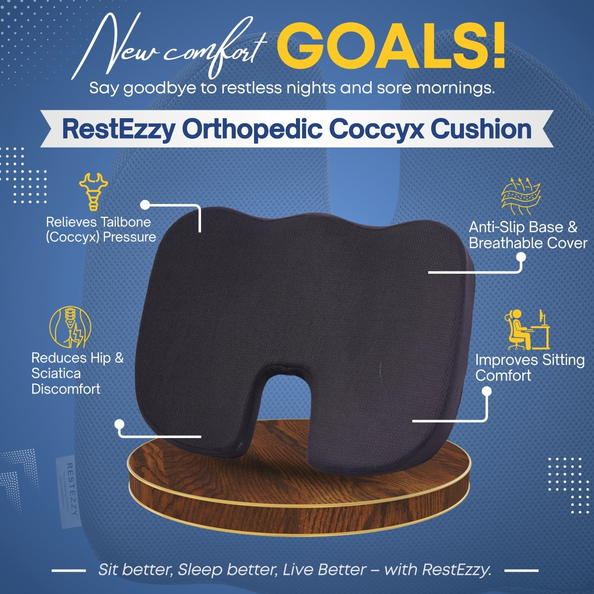 RestEzzy Orthopedic Coccyx Cushion