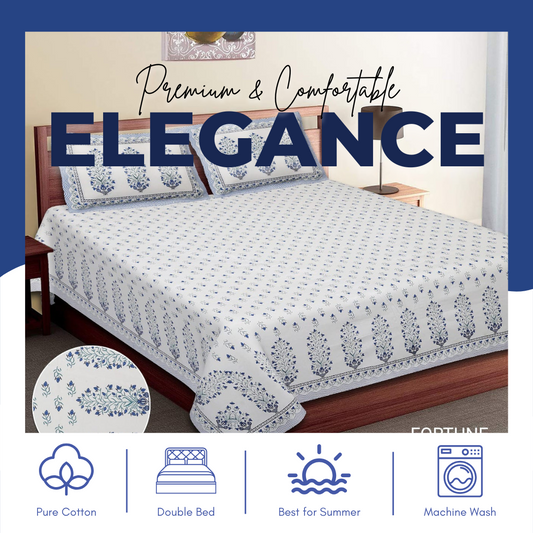 FORTUNE Elegance Print Double Bedsheet – 100% Pure Cotton