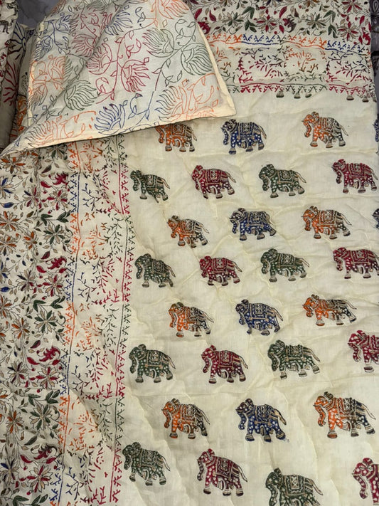 Elephant Motif Jaipuri Razai